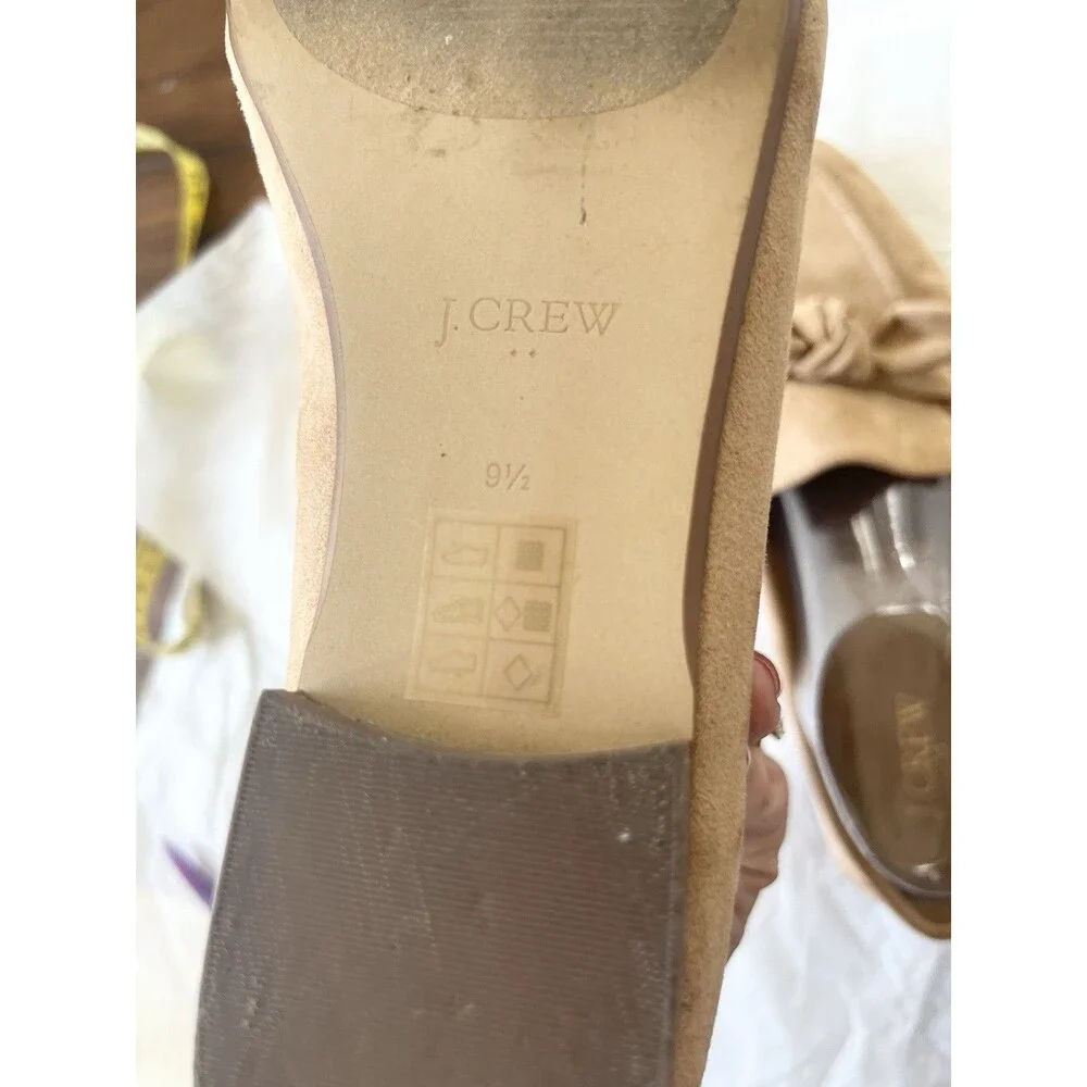 J.Crew Shoes Size 9.5 Faux Suede Loafers Flats Bow Slip On Comfort $128 Shoes